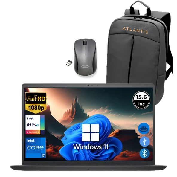 Dell Inspiron 3520 i7 1255U 16GB 2TB M.2 SSD I35201013U ATL219 O/B 15.6" Win11Pro Taşınabilir Bilgisayar+Çanta+Mouse ürün görseli 1
