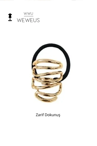 Weweus Kadın Gold Altın Renk Parlak Sarmal Premium Toka - 4