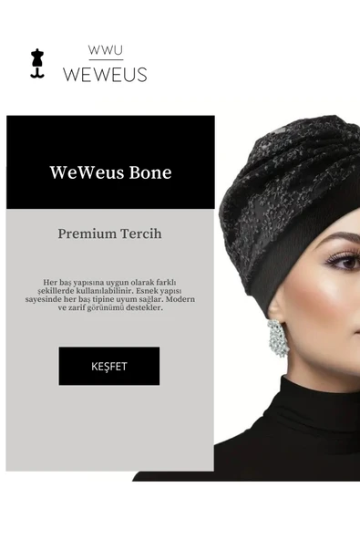 Weweus Siyah Çiçek Kabartma Desen Premium Kadın Bone - 2