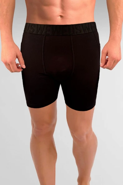 Weweus Siyah Gizli Cepli Erkek Uzun Boxer - Resim 3