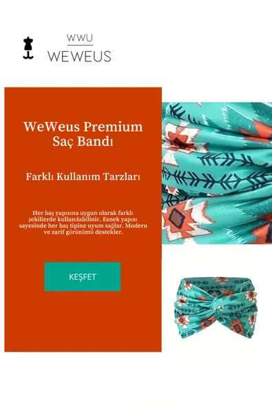 Weweus Yeşil Baklava Desen Premium Kadın Saç Bandı - 2