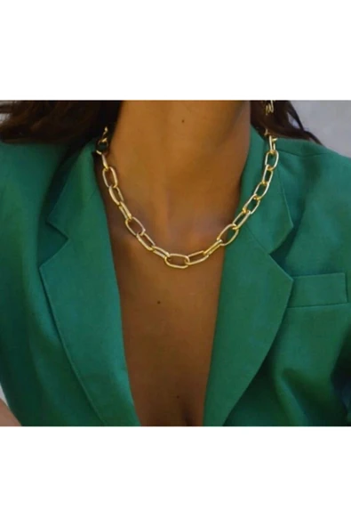 kozenbijoux Altın Rengi Gerdanlık Kolye Kalın Zincir - 2