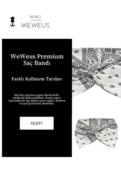 Weweus Beyaz Damla Desen Premium Kadın Saç Bandı - Resim 2
