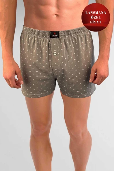 ERDEM İÇ GİYİM Erdem Gri Baskılı Desenli Penye Boxer 1400YINK ürün görseli