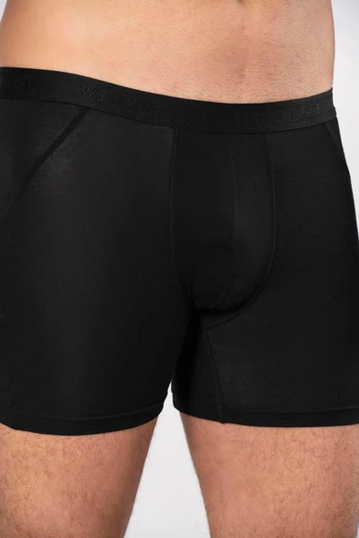Weweus Siyah Micro Modal Premium Erkek Uzun Boxer 1419 - 6