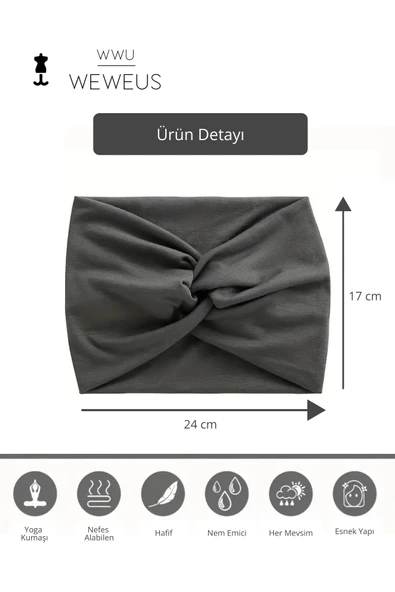 Weweus Koyu Gri Füme Premium Kadın Saç Bandı - 4