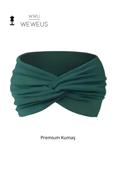 Weweus Koyu Yeşil Düz Premium Kadın Saç Bandı - 1