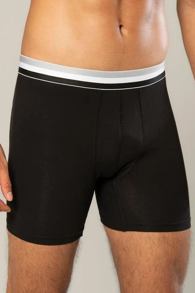 ERDEM İÇ GİYİM Erdem Siyah Pamuk Elastan Uzun Boxer 1415 - Resim 4