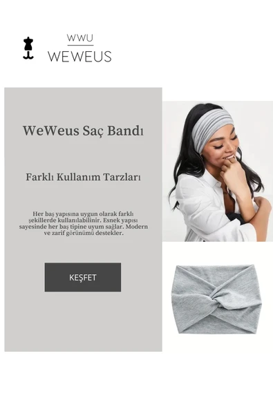 Weweus Gri Melanj Premium Kadın Saç Bandı - 2