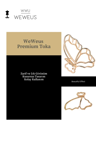 Weweus Kadın Rose Renk Parlak Kelebek Premium Toka - 2