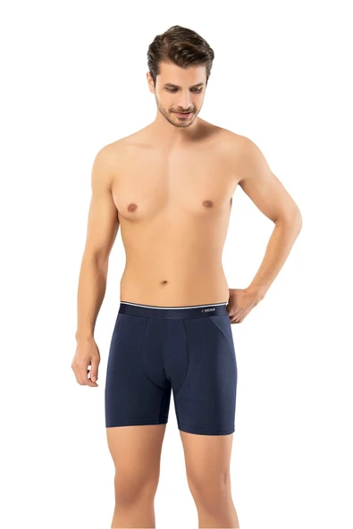 ERDEM İÇ GİYİM Erdem Lacivert Pamuk Elastan Uzun Boxer 1470 - Resim 2