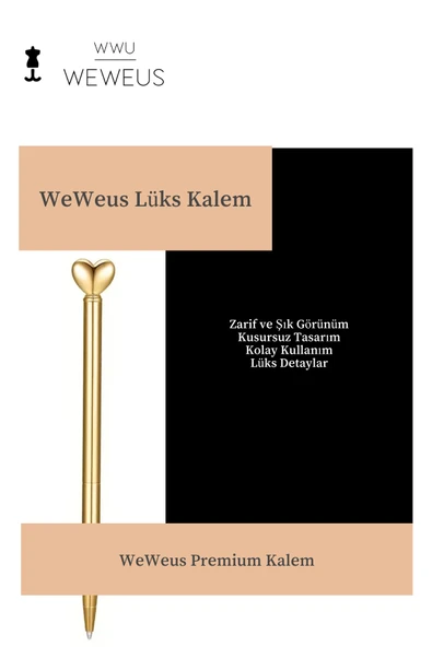 Weweus Gold Kalpli Romantik Lüks Tükenmez Kalem - Resim 3