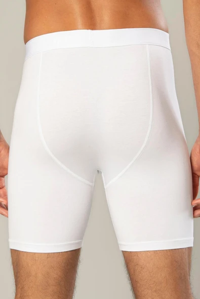 ERDEM İÇ GİYİM Erdem Beyaz Pamuk Elastan Uzun Boxer 1416 - Resim 4