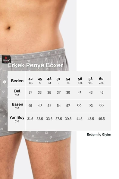 ERDEM İÇ GİYİM Erdem Desenli Penye Boxer 1400 - Resim 7