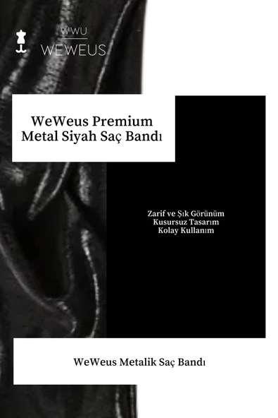 Weweus Metalik Siyah Renk Premium Kadın Saç Bandı - 6