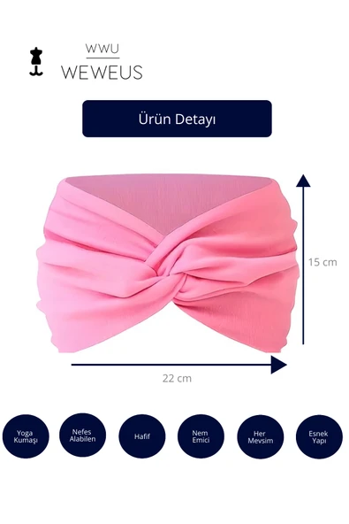 Weweus Düz Pembe Premium Kadın Saç Bandı - 3