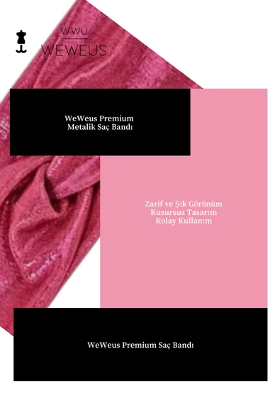 Weweus Metalik Pembe Fuşya Renk Premium Kadın Saç Bandı - 3