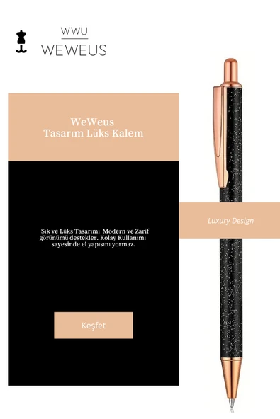 Weweus Siyah Pul Desen Tasarım Lüks Tükenmez Kalem - Resim 2
