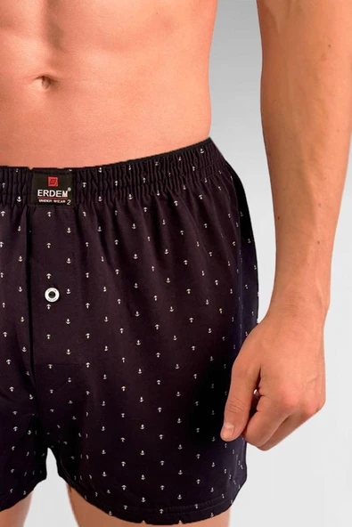 ERDEM İÇ GİYİM Erdem Lacivert Baskılı Desenli Penye Boxer 1400YKCP - Resim 4