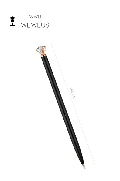 Weweus Siyah Mini Kristal Tasarım Lüks Tükenmez Kalem - Resim 4