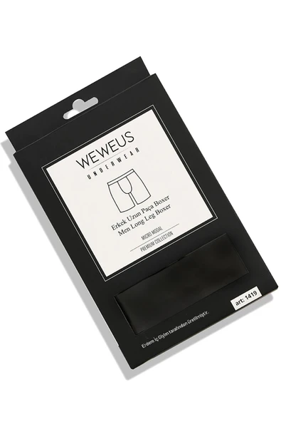 Weweus Siyah Micro Modal Premium Erkek Uzun Boxer 1419 - 5
