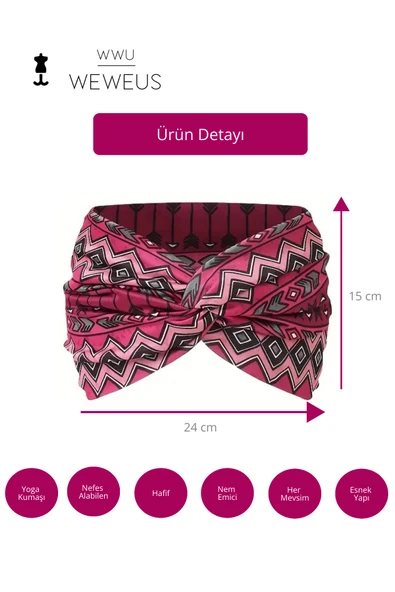 Weweus Pembe Zikzak Desen Premium Kadın Saç Bandı - 4