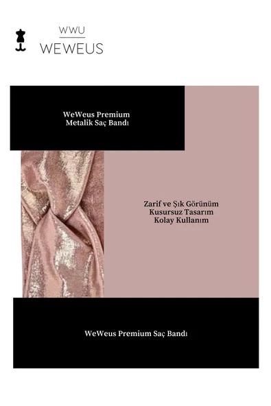 Weweus Metalik Toz Pembe Renk Premium Kadın Saç Bandı - 3