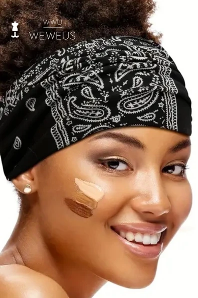 Weweus Siyah Damla Desen Premium Kadın Saç Bandı - 3