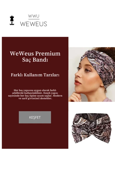 Weweus Kahve Krem Desen Kadın Saç Bandı - Resim 2