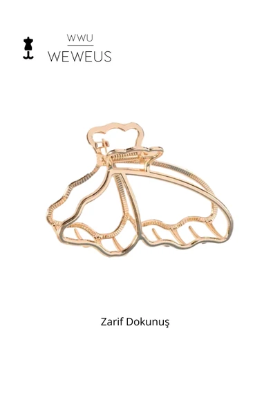 Weweus Kadın Rose Renk Parlak Kelebek Premium Toka - 5