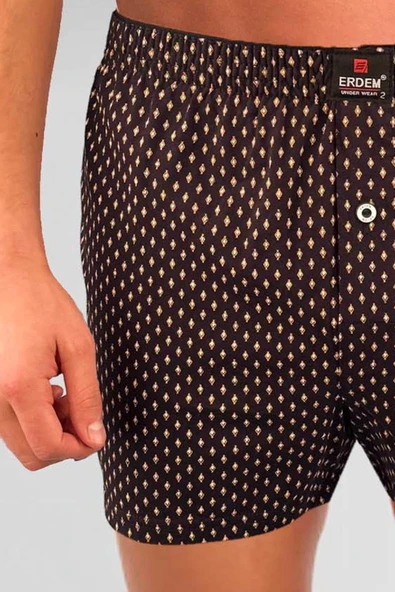 ERDEM İÇ GİYİM Erdem Siyah Baskılı Desenli Penye Boxer 1400YSK - Resim 3