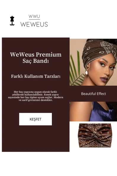 Weweus Kahve Damla Desen Kadın Saç Bandı - 2