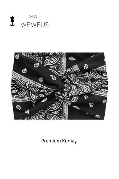Weweus Siyah Damla Desen Premium Kadın Saç Bandı - 1