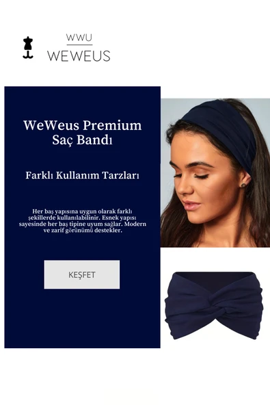 Weweus Düz Lacivert Premium Kadın Saç Bandı - 2