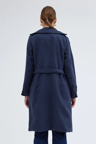 Aksesuar Detaylı Kaşe Kaban Kemerli - Resim 4