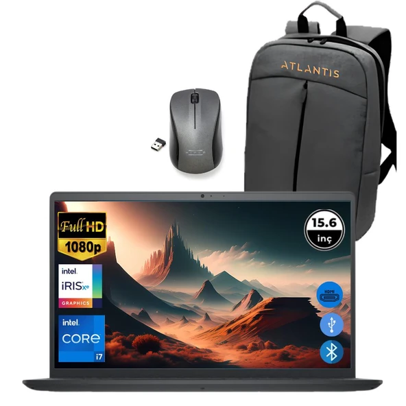 Dell Inspiron 3520 i7 1255U 32GB 2TB M.2 SSD I35201013U ATL107 O/B 15.6" Fdos Taşınabilir Bilgisayar+Çanta&Mouse ürün görseli 1