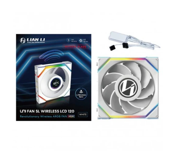 Lian Li UNI FAN REVERSE SL WIRELESS LCD 1x120mm Beyaz Kasa Fanı - Resim 5
