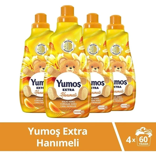 Yumoş Extra Konsantre Çamaşır Yumuşatıcısı Hanımeli 1440 ml 4 Adet Yumoş Hanımeli 1440