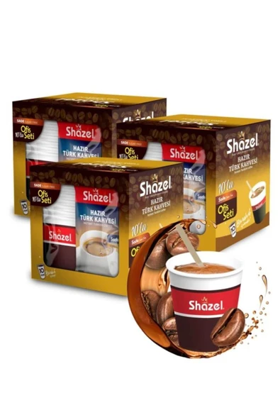 Shazel Ofis Seti Hazır Sade Türk Kahvesi 10 x 7 gr x 3 Adet ürün görseli 1