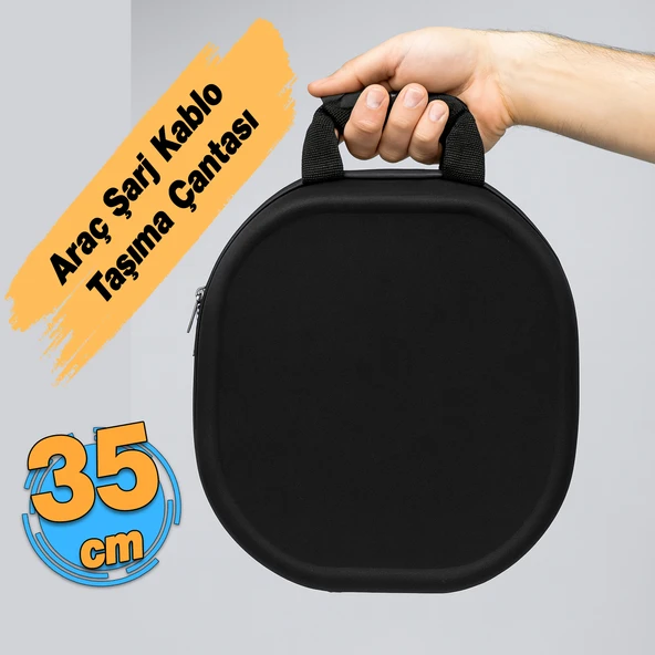 Taşıma Çantası Elektrikli Şarj Kablosu Çanta HCB4010 Fermuarlı Sağlam Suya Dayanıklı Ø 35 cm Çap - Resim 2