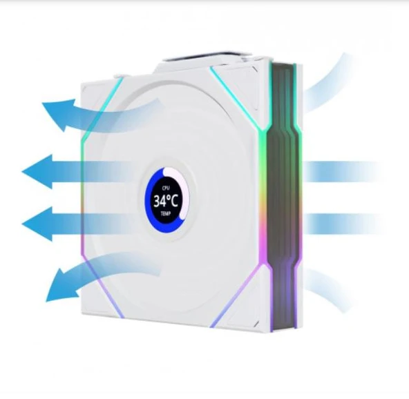 Lian Li UNI FAN REVERSE TL WIRELESS LCD 1x120mm Beyaz Kasa Fanı - Resim 2
