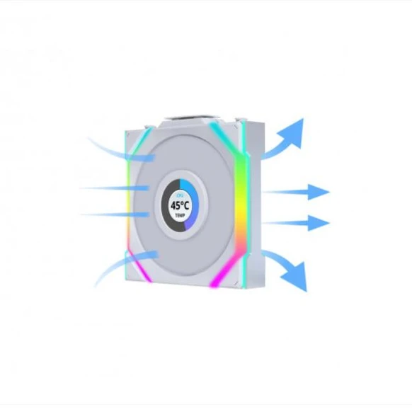 Lian Li UNI FAN SL WIRELESS LCD 1x120mm Beyaz Kasa Fanı - Resim 2