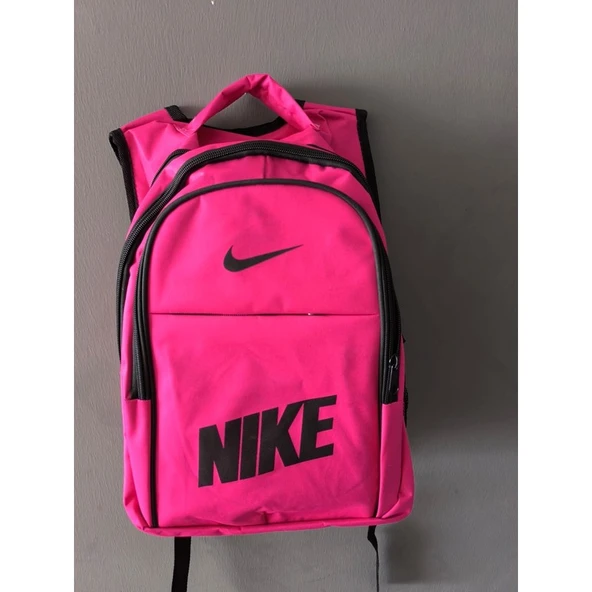 Nike Baskılı Sırt Çantası - Okul Çantası  (Siyah-Yeşil-Pembe)