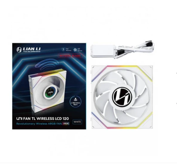Lian Li UNI FAN REVERSE TL WIRELESS LCD 1x120mm Beyaz Kasa Fanı - Resim 5