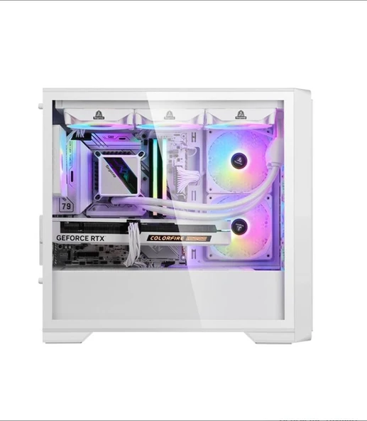 SEGOTEP Radiant Beyaz 750W 80+ Bronze Midi Tower Kasa (Rainbow Fan) - Resim 3