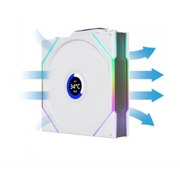 Lian Li UNI FAN TL WIRELESS LCD 3x120mm Beyaz Kasa Fanı - Resim 2