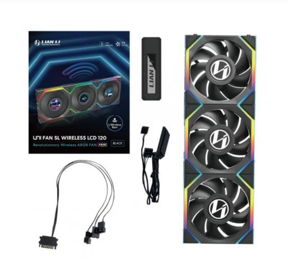 Lian Li UNI FAN SL WIRELESS LCD 3x120mm Siyah Kasa Fanı - Resim 6