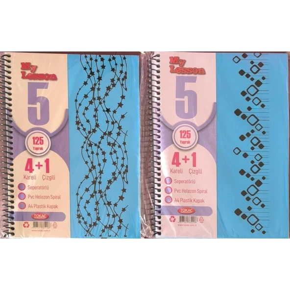 Bölmeli Defter 125 Yaprak 4+1 Spiralli Ayraçlı x 2 Adet - 1
