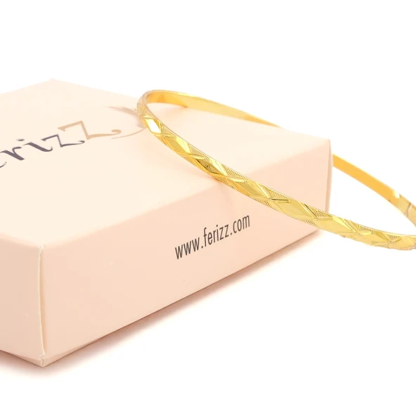 İmitasyon Altın Kaplama 3 mm Baklava Model Bilezik BLZ-3124 - Resim 4