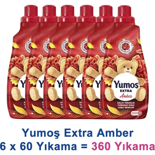 Yumoş Extra Konsantre Çamaşır Yumuşatıcısı Amber 1440 ml 60 Yıkama x 6 Adet - 1